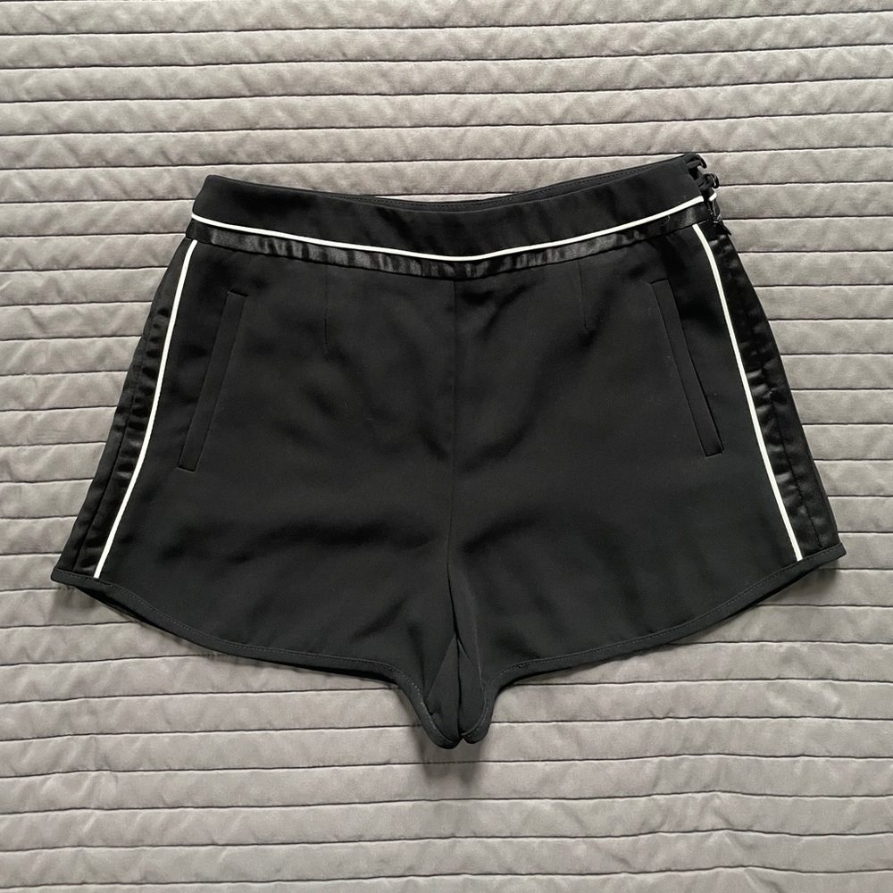 black & white trouser shorts
